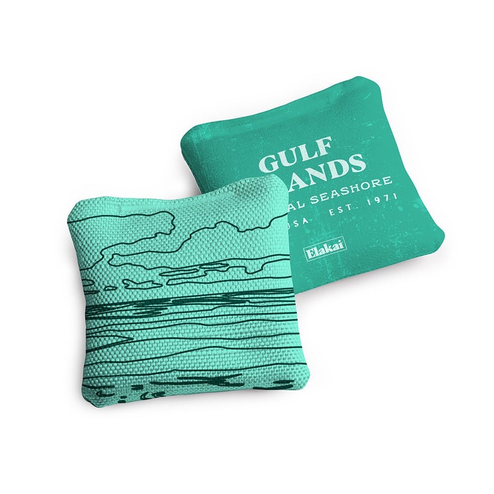 National Parks Gulf Islands Shore Travel - Size Cornhole Bags, Turquoise - American Cornhole Association
