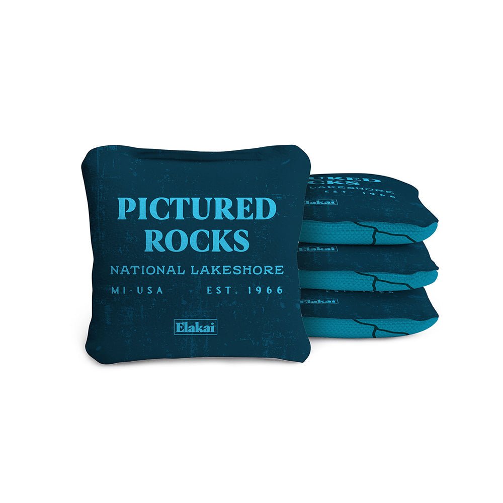 National Parks Pictured Rocks Travel - Size Cornhole Bags, Blue - American Cornhole Association