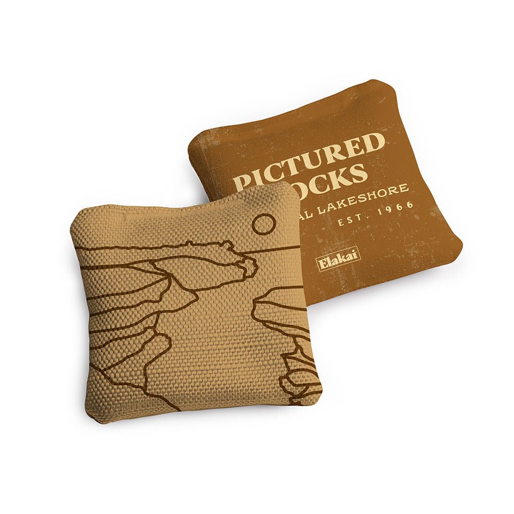 National Parks Pictured Rocks Travel - Size Cornhole Bags, Tan - American Cornhole Association