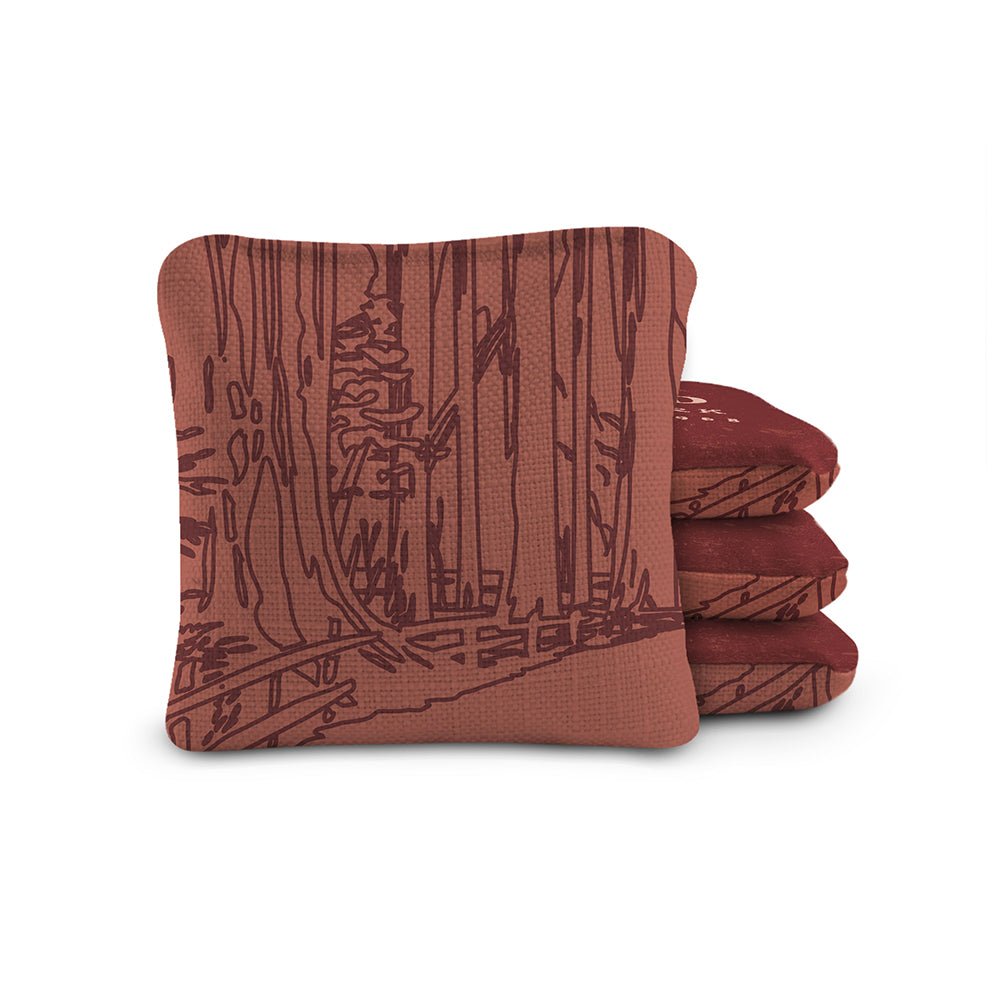 National Parks Redwoods Cornhole Bags, Burgundy - American Cornhole Association