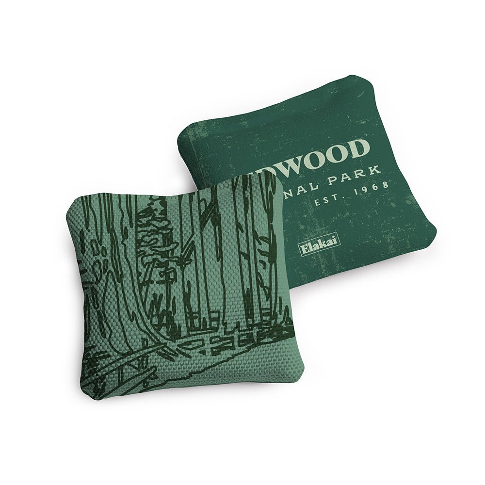 National Parks Redwoods Travel - Size Cornhole Bags, Green - American Cornhole Association