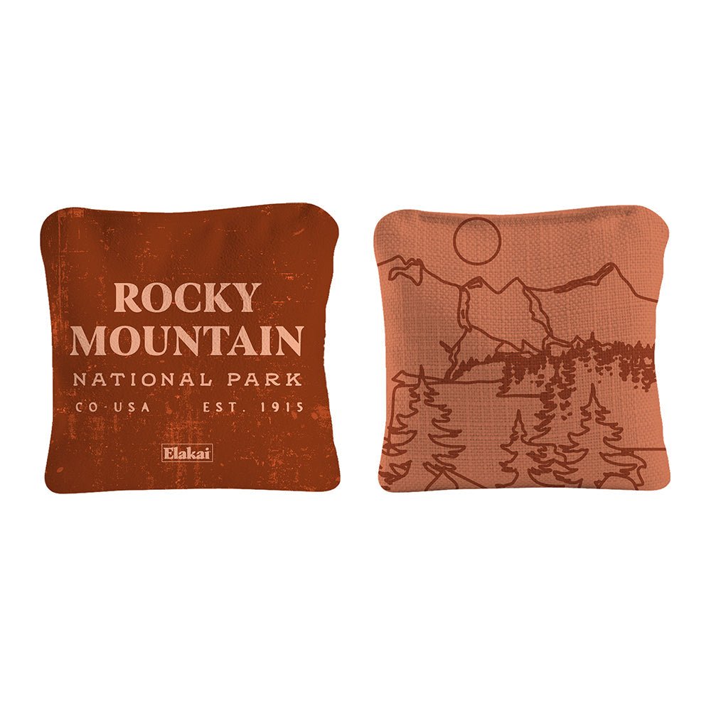 National Parks Rocky Mountain Cornhole Bags, Burnt Orange - American Cornhole Association