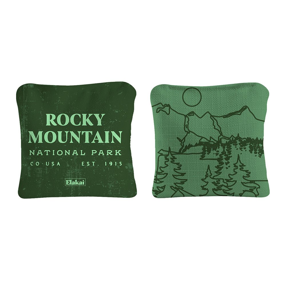 National Parks Rocky Mountain Cornhole Bags, Green - American Cornhole Association