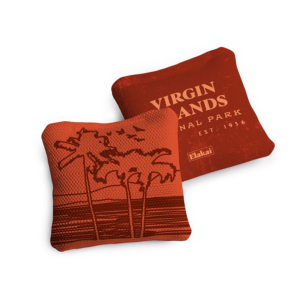 National Parks Virgin Islands Travel - Size Cornhole Bags, Scarlet - American Cornhole Association