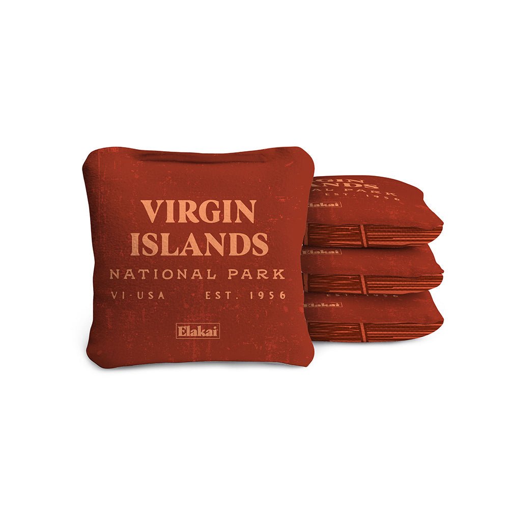 National Parks Virgin Islands Travel - Size Cornhole Bags, Scarlet - American Cornhole Association