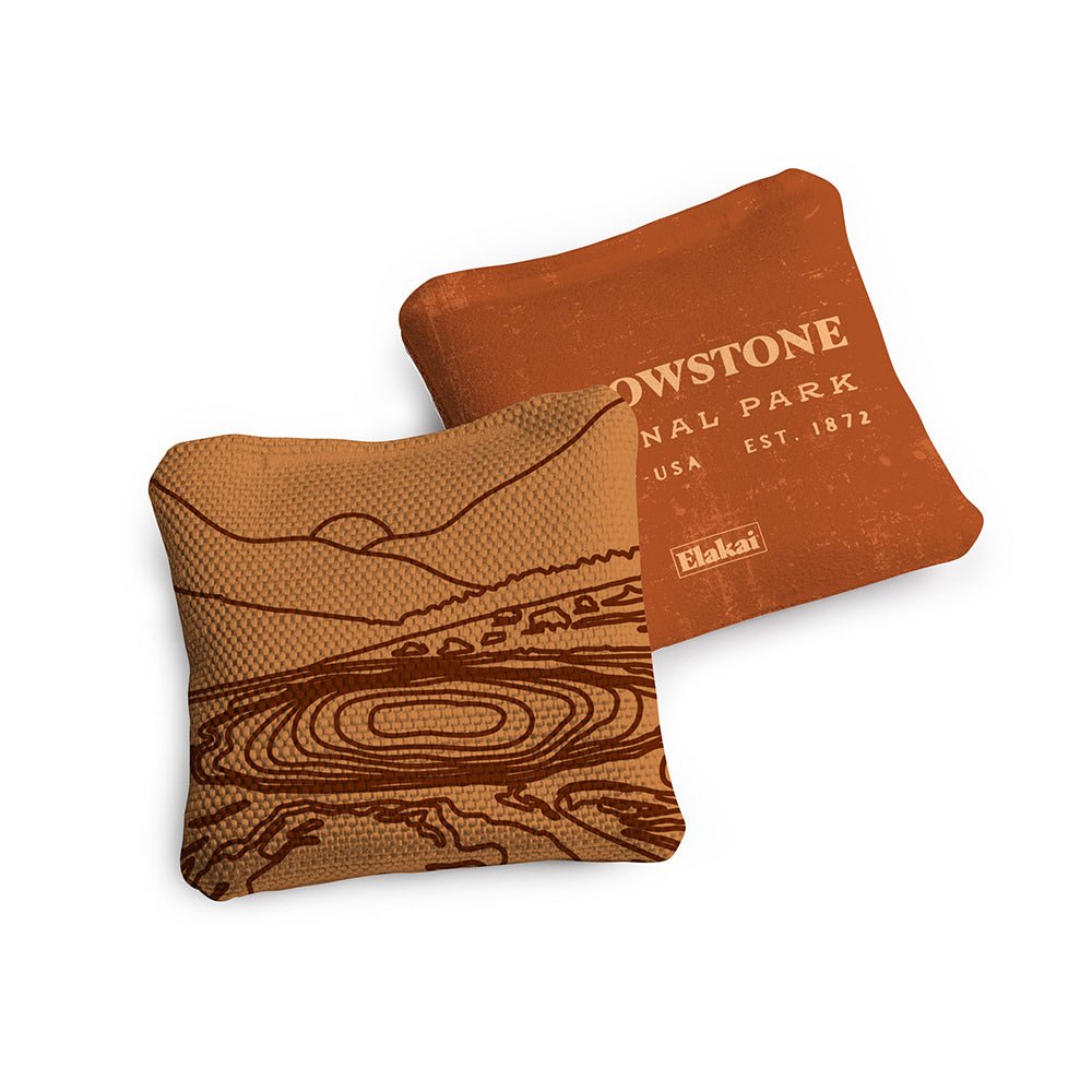 National Parks Yellowstone Travel - Size Cornhole Bags, Burnt Orange - American Cornhole Association
