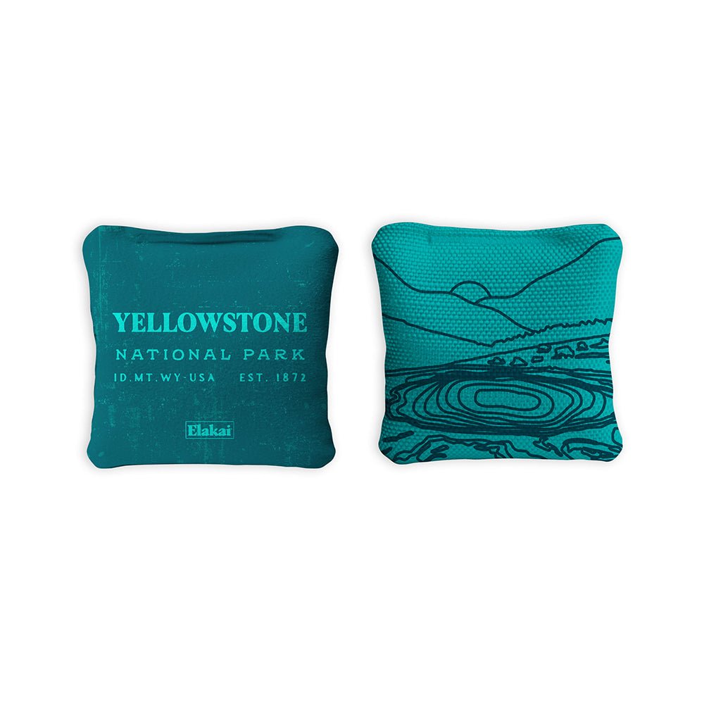 National Parks Yellowstone Travel - Size Cornhole Bags, Teal - American Cornhole Association