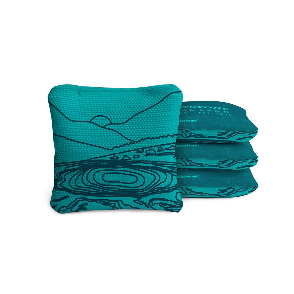 National Parks Yellowstone Travel - Size Cornhole Bags, Teal - American Cornhole Association