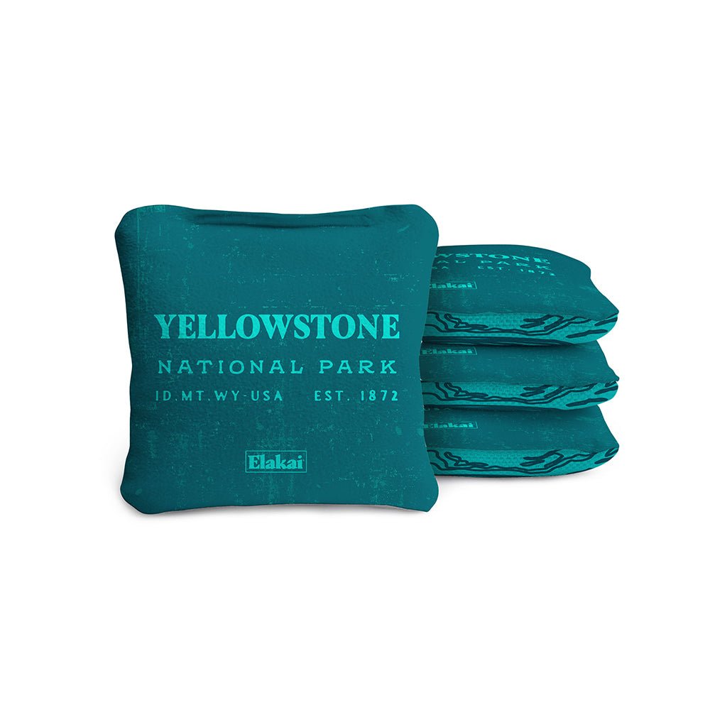 National Parks Yellowstone Travel - Size Cornhole Bags, Teal - American Cornhole Association