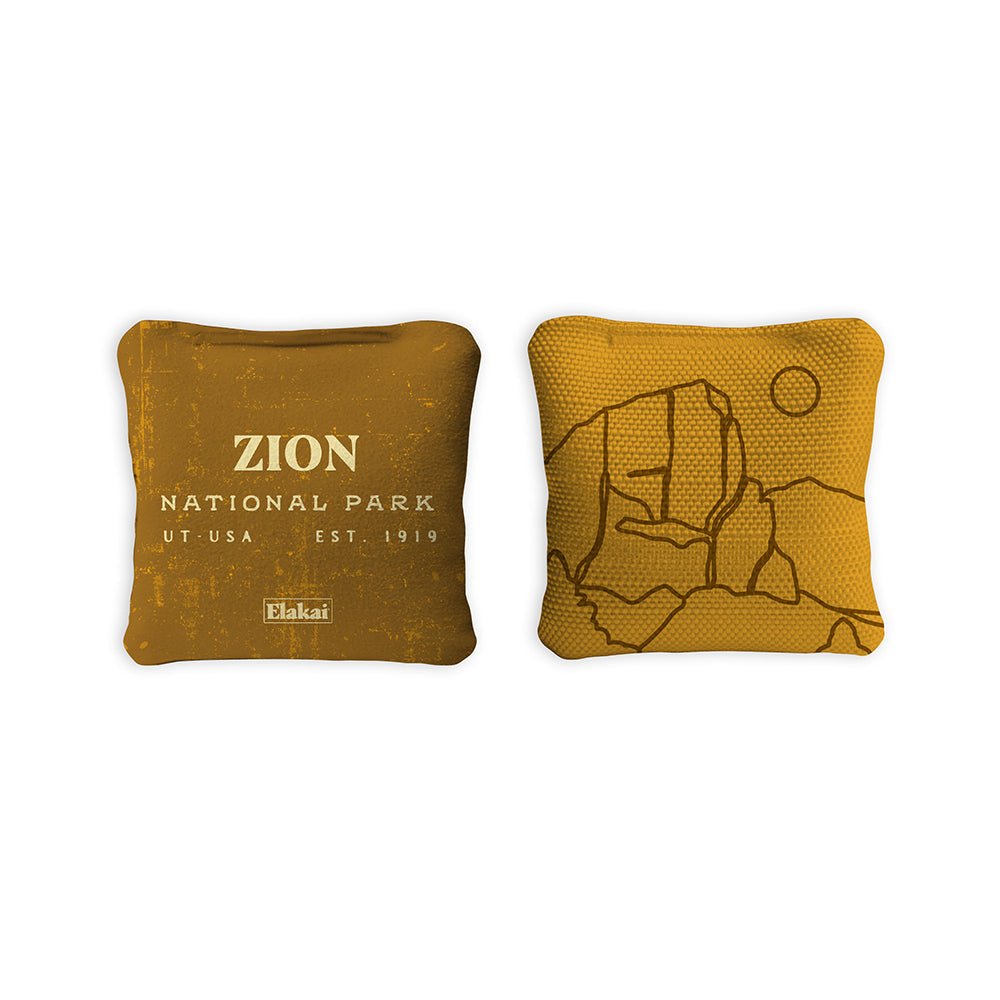 National Parks Zion Travel - Size Cornhole Bags, Gold - American Cornhole Association