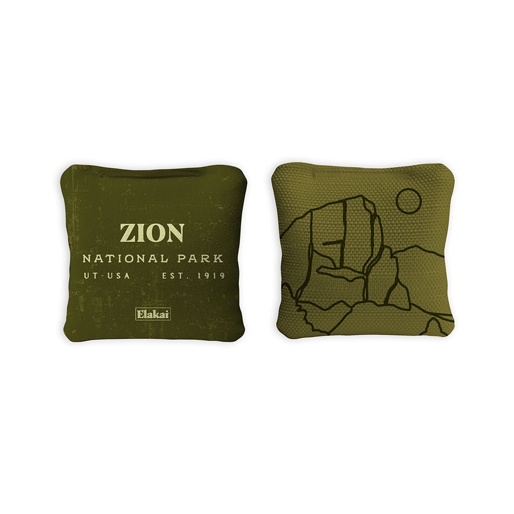 National Parks Zion Travel - Size Cornhole Bags, Olive - American Cornhole Association