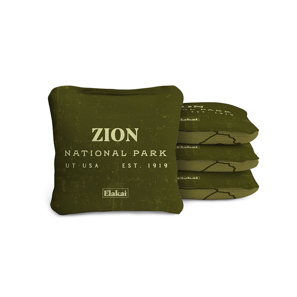 National Parks Zion Travel - Size Cornhole Bags, Olive - American Cornhole Association