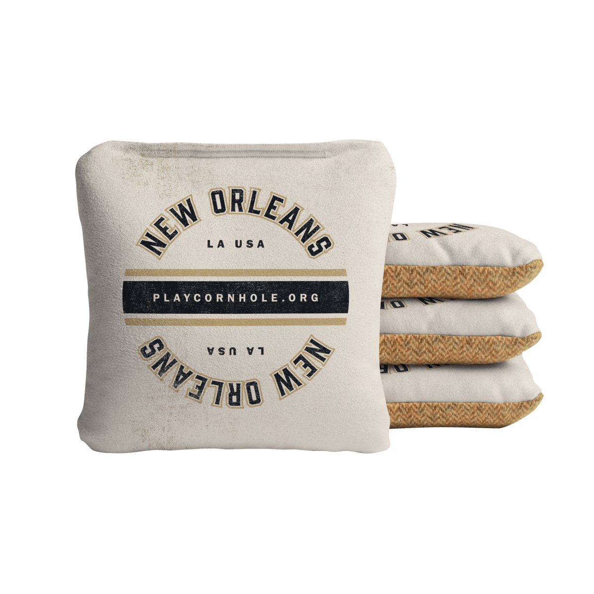 New Orleans Football Gameday Vintage Synergy Soft Cornhole Bags, Cream - American Cornhole Association