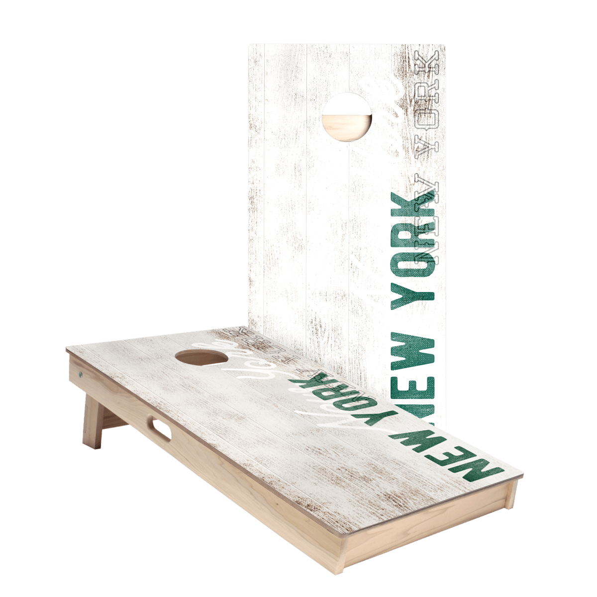 New York Green Football Vintage Gameday Star Cornhole Boards - American Cornhole Association