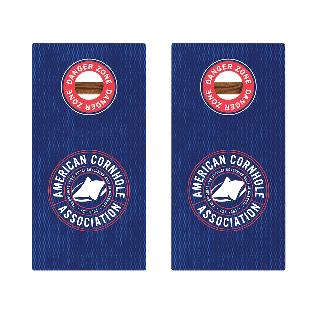 Official ACA Blue Tournament Badge Gold Series Cornhole Boards - American Cornhole Association