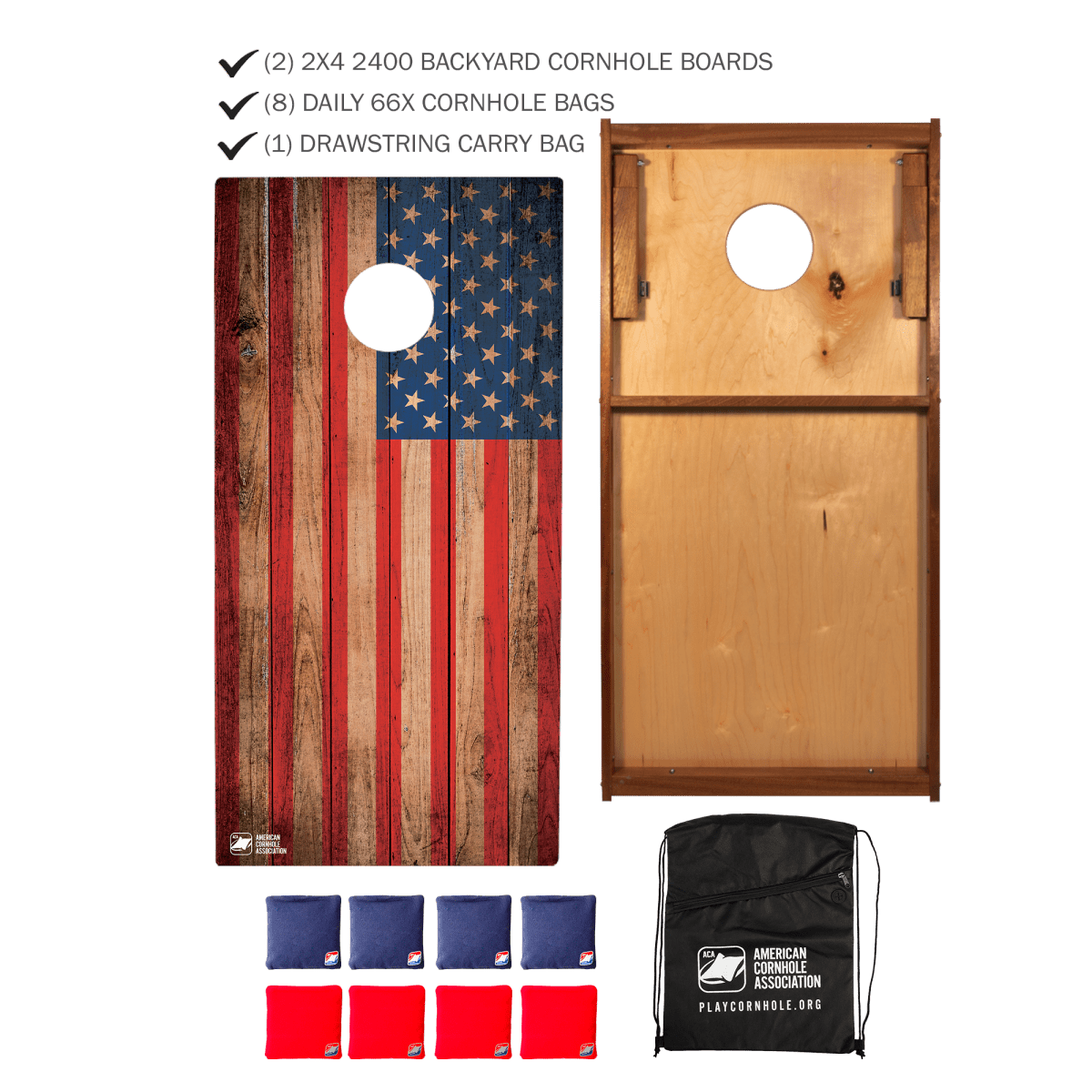 Patriotic Beginner Basics 2x4 Cornhole Set with Bags - | American Cornhole Association
