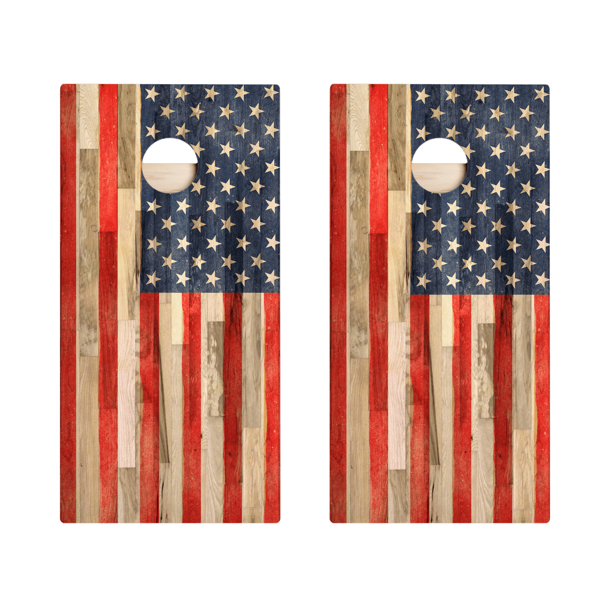 Planked Wood American Flag Star Cornhole Boards, - American Cornhole Association