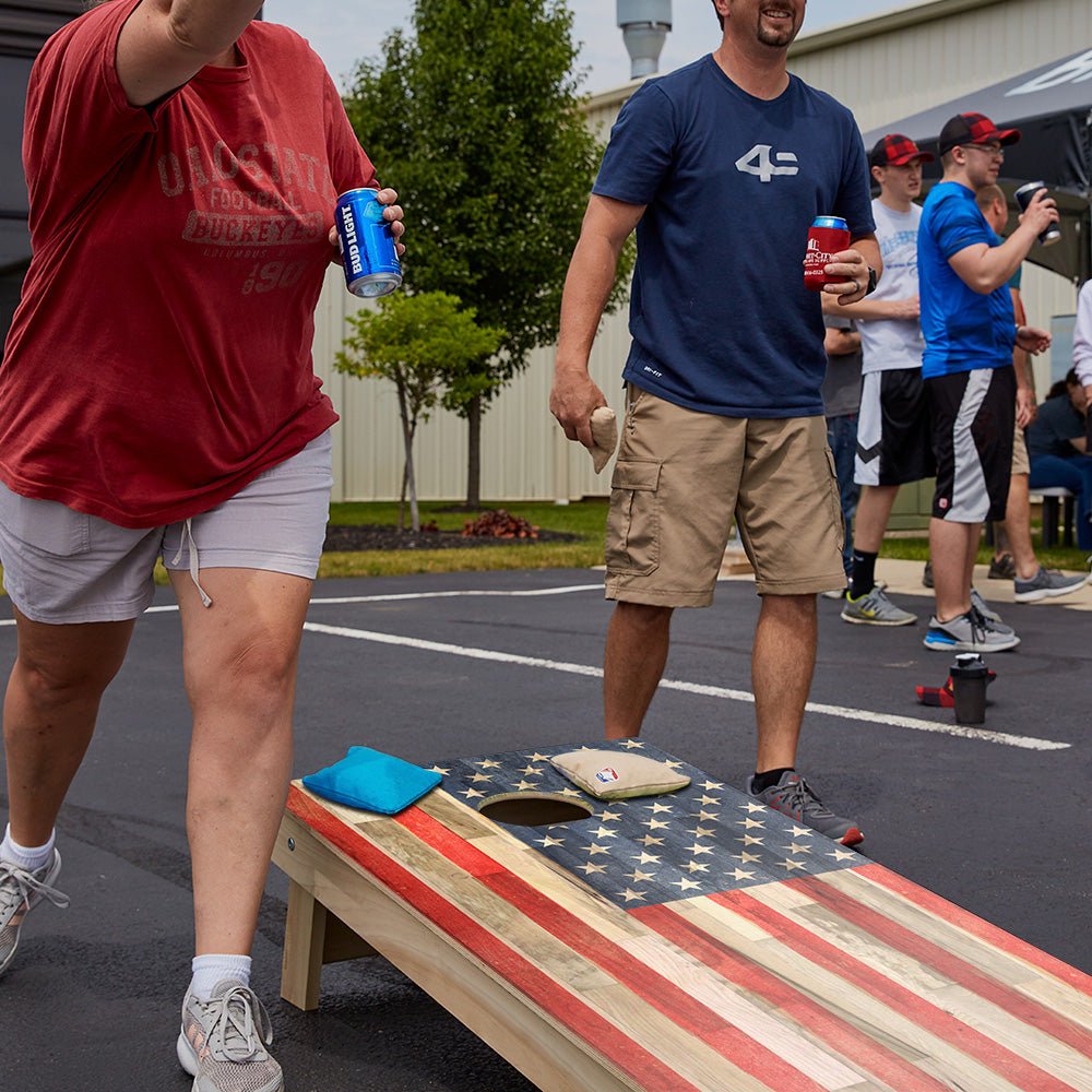 Planked Wood American Flag Star Cornhole Boards - ACA - 000516 | American Cornhole Association