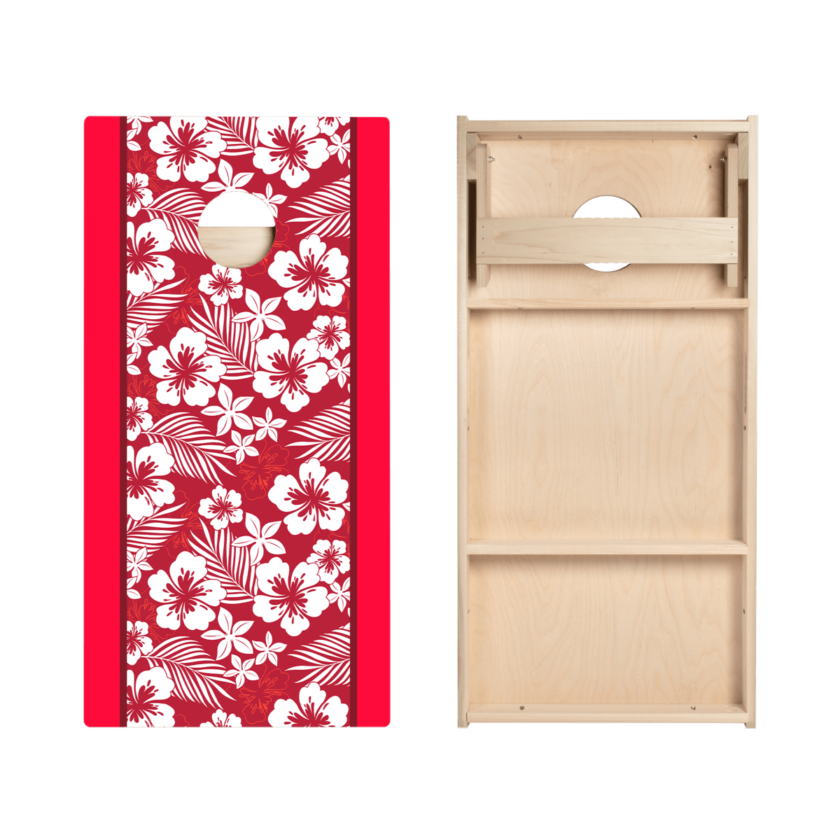 Red Hawaiian Hibiscus Star Cornhole Boards, - American Cornhole Association