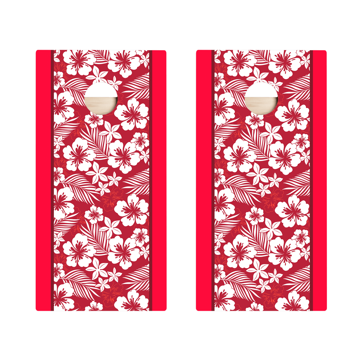 Red Hawaiian Hibiscus Star Cornhole Boards, - American Cornhole Association