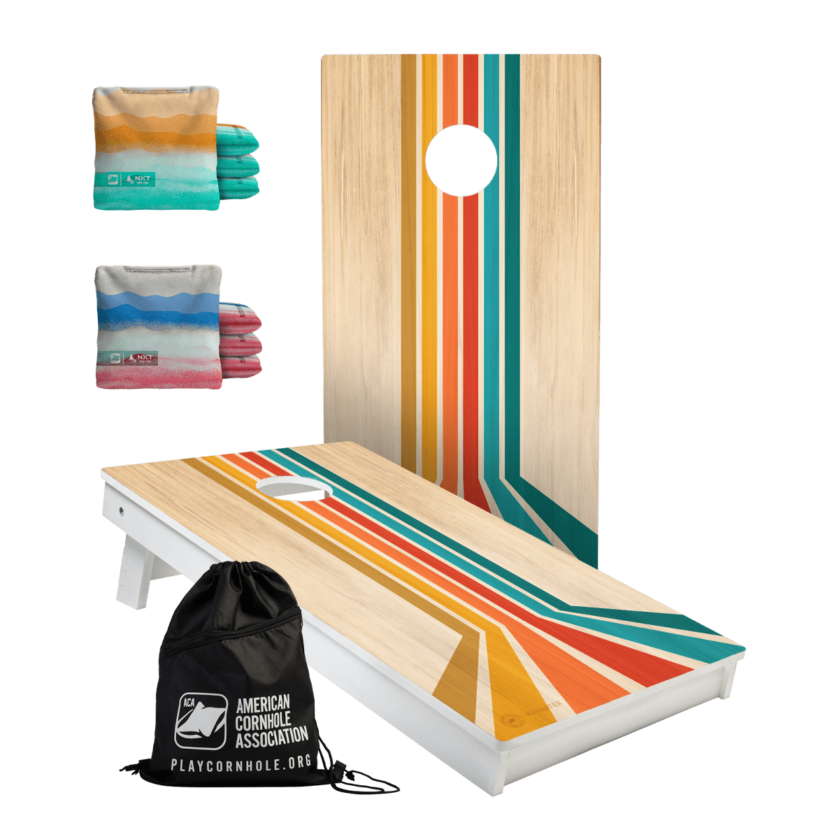 Retro Angled Stripes All - Weather 2x4 Cornhole Set with Waterproof Bags - | American Cornhole Association