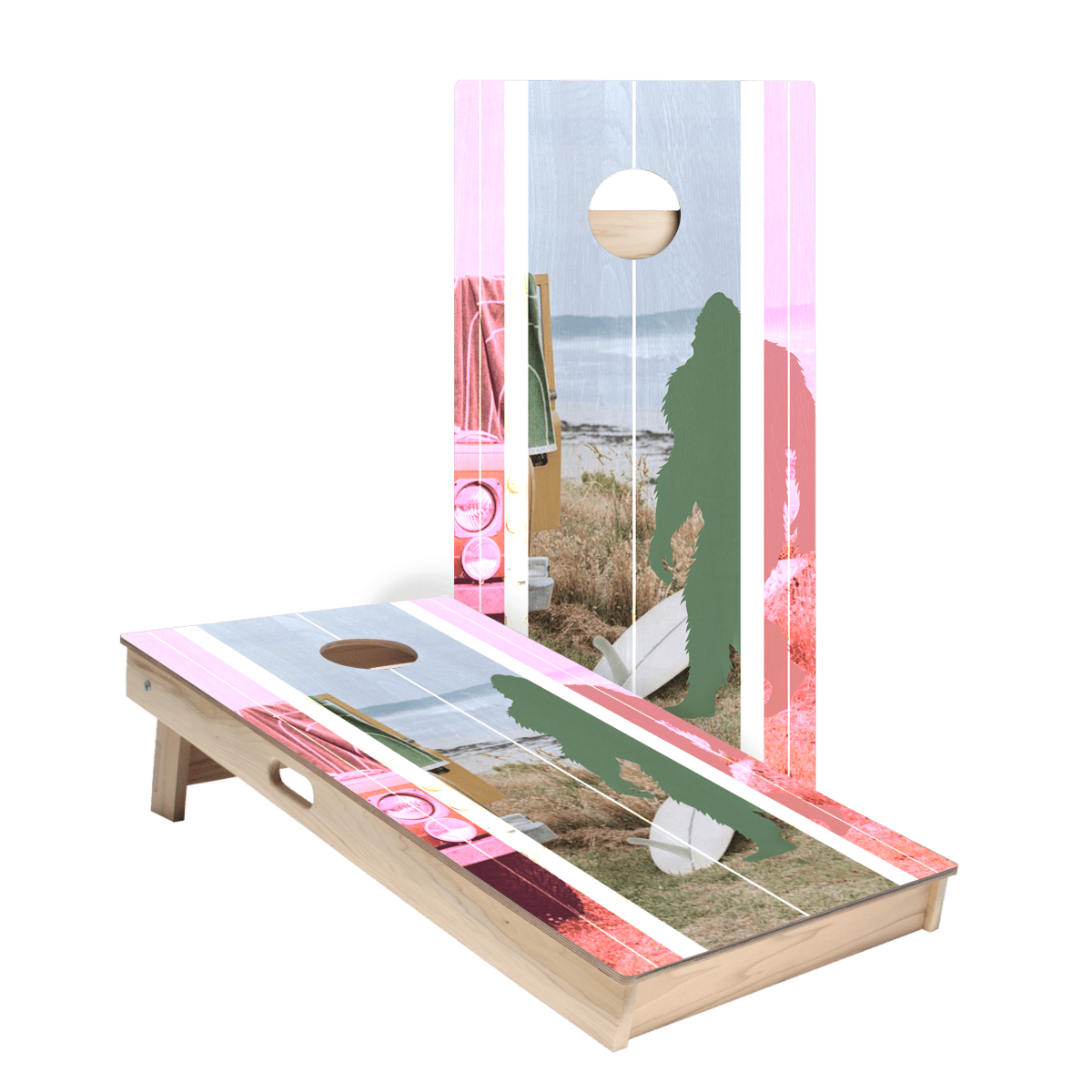Retro Sasquatch Surf Star Cornhole Boards, - American Cornhole Association