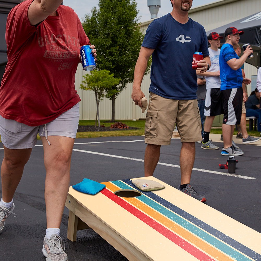 Retro Stripes Star Cornhole Boards - ACA - 000180 | American Cornhole Association