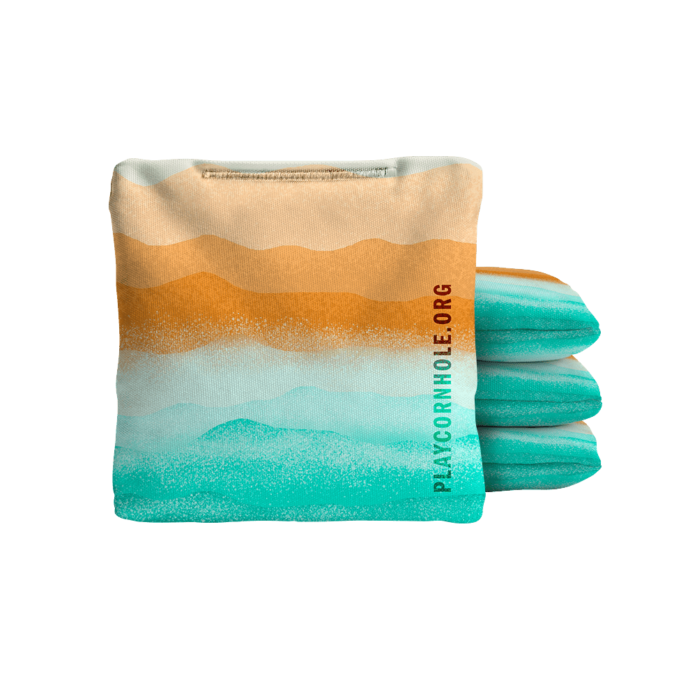 Rippling Stripes Orange Aqua NXT Dri - Tek Cornhole Bags, - American Cornhole Association