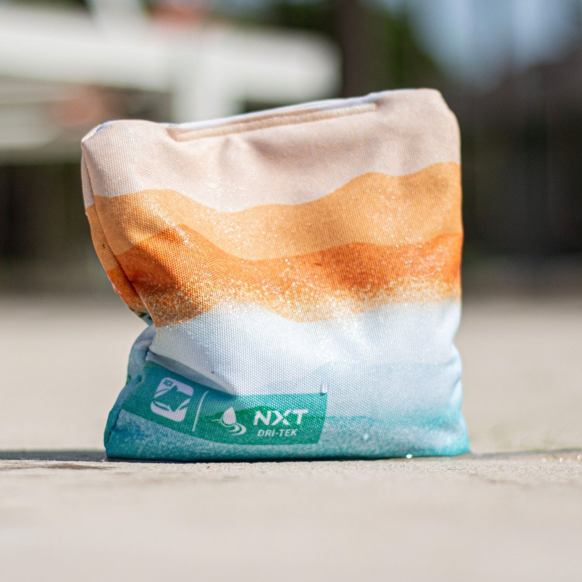 Rippling Stripes Orange Aqua NXT Dri - Tek Cornhole Bags, - American Cornhole Association