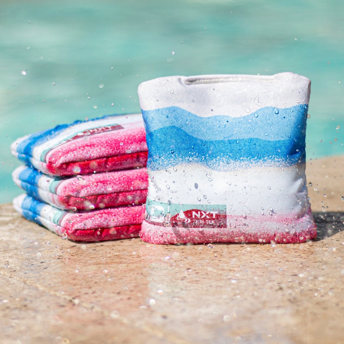 Rippling Stripes Red Blue NXT Dri - Tek Cornhole Bags, - American Cornhole Association