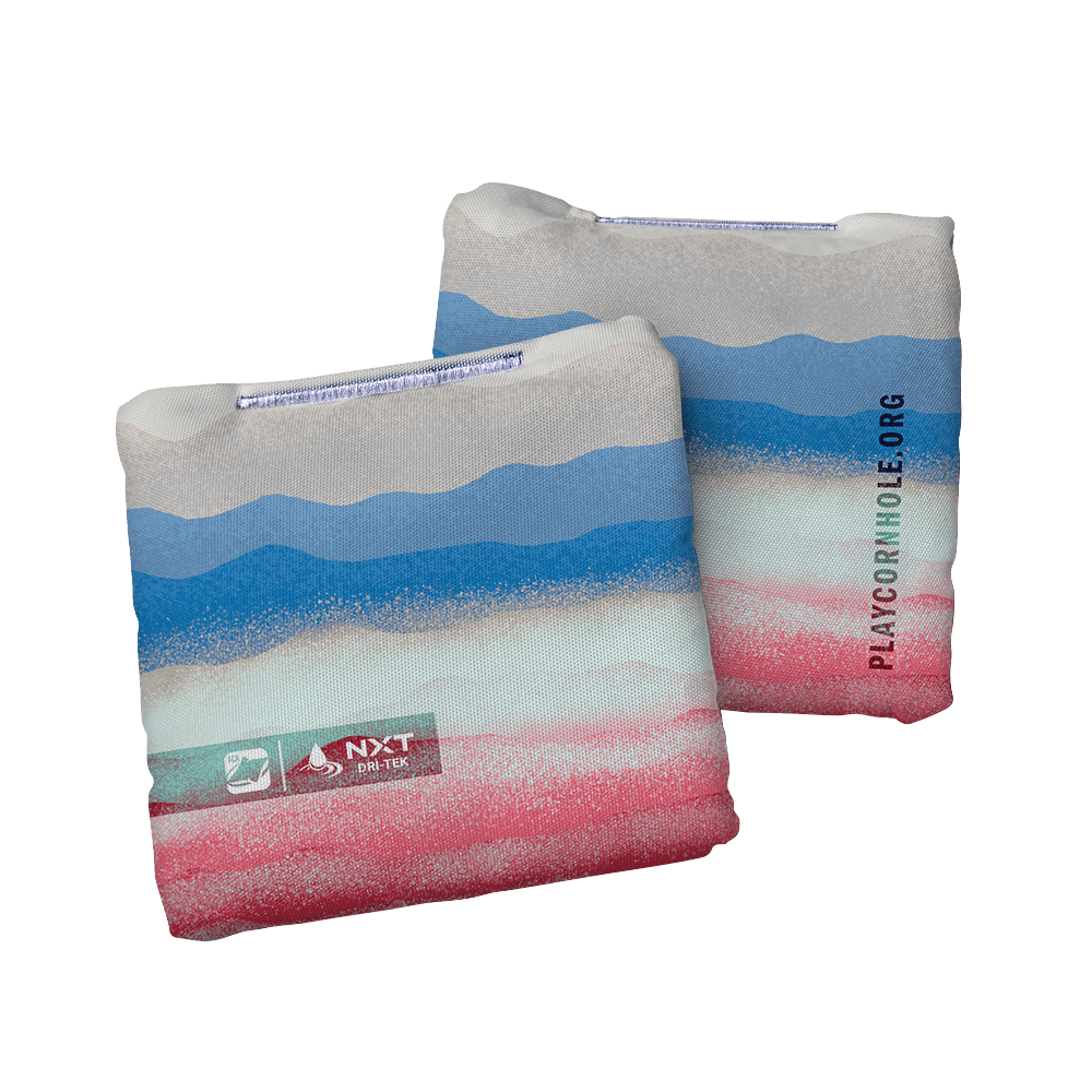 Rippling Stripes Red Blue NXT Dri - Tek Cornhole Bags, - American Cornhole Association