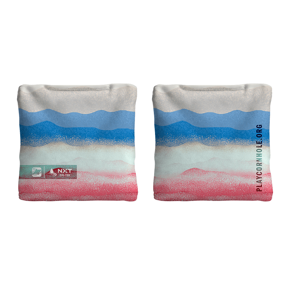 Rippling Stripes Red Blue NXT Dri - Tek Cornhole Bags, - American Cornhole Association