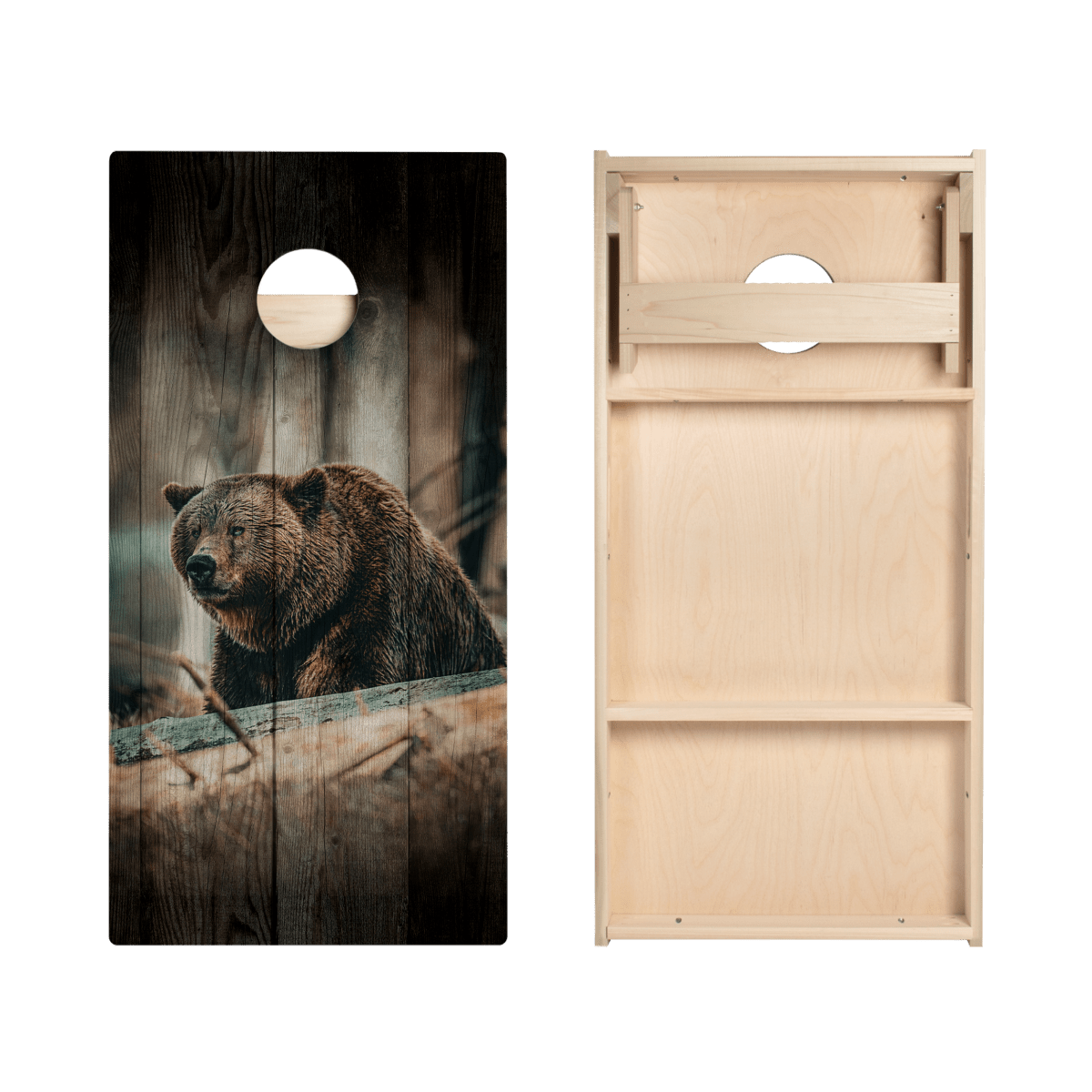 Rustic Wood Brown Bear Star Cornhole Boards, - American Cornhole Association