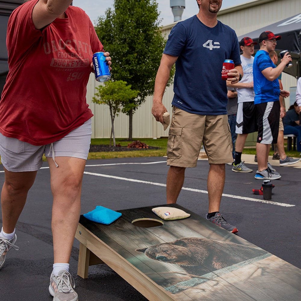 Rustic Wood Brown Bear Star Cornhole Boards - ACA - 000531 | American Cornhole Association