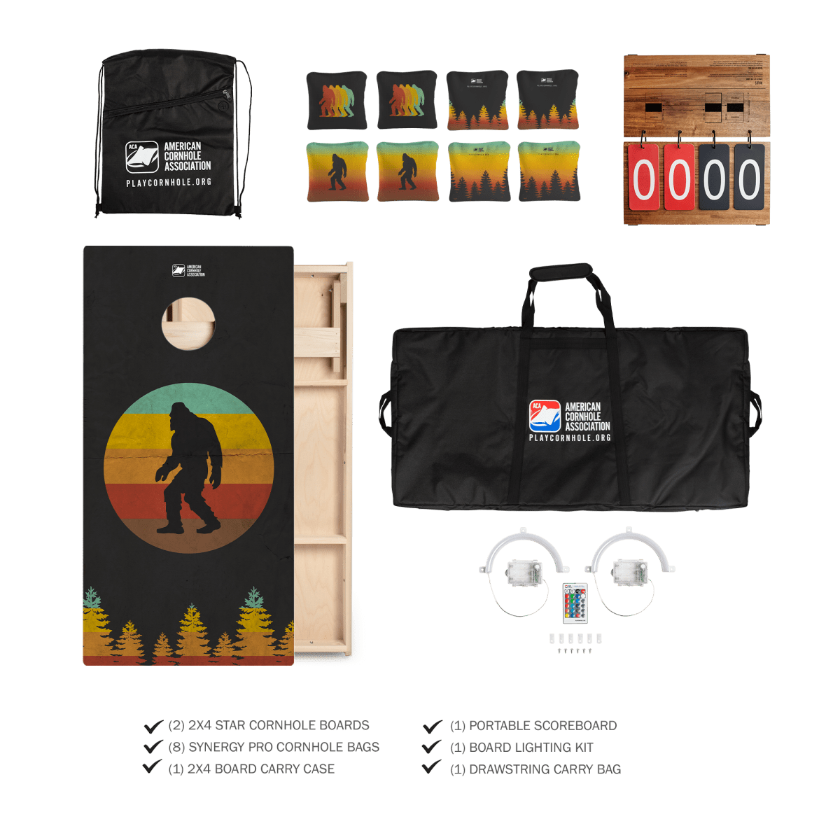 Sasquatch Official ACA Regulation 2x4 Cornhole Set - | American Cornhole Association