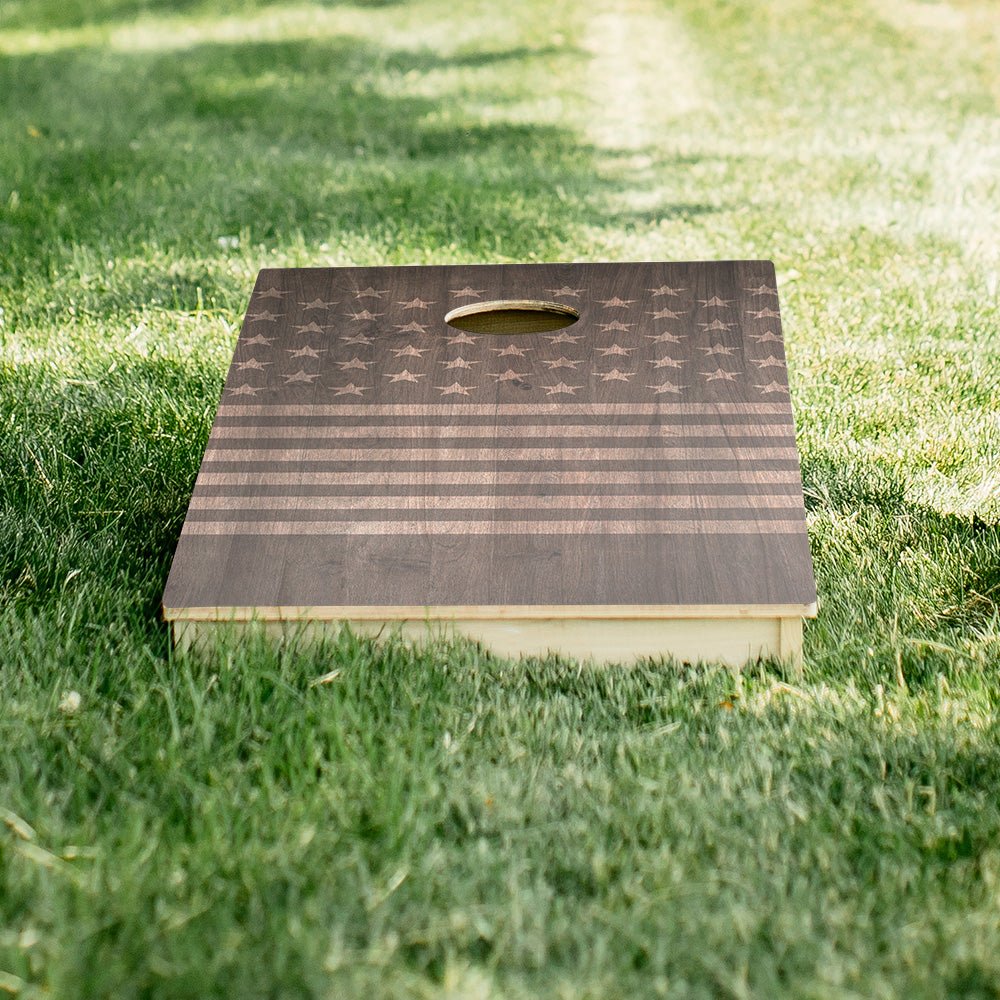 Stars and Stripes Dark Wood Star Cornhole Boards - ACA - 000520 | American Cornhole Association