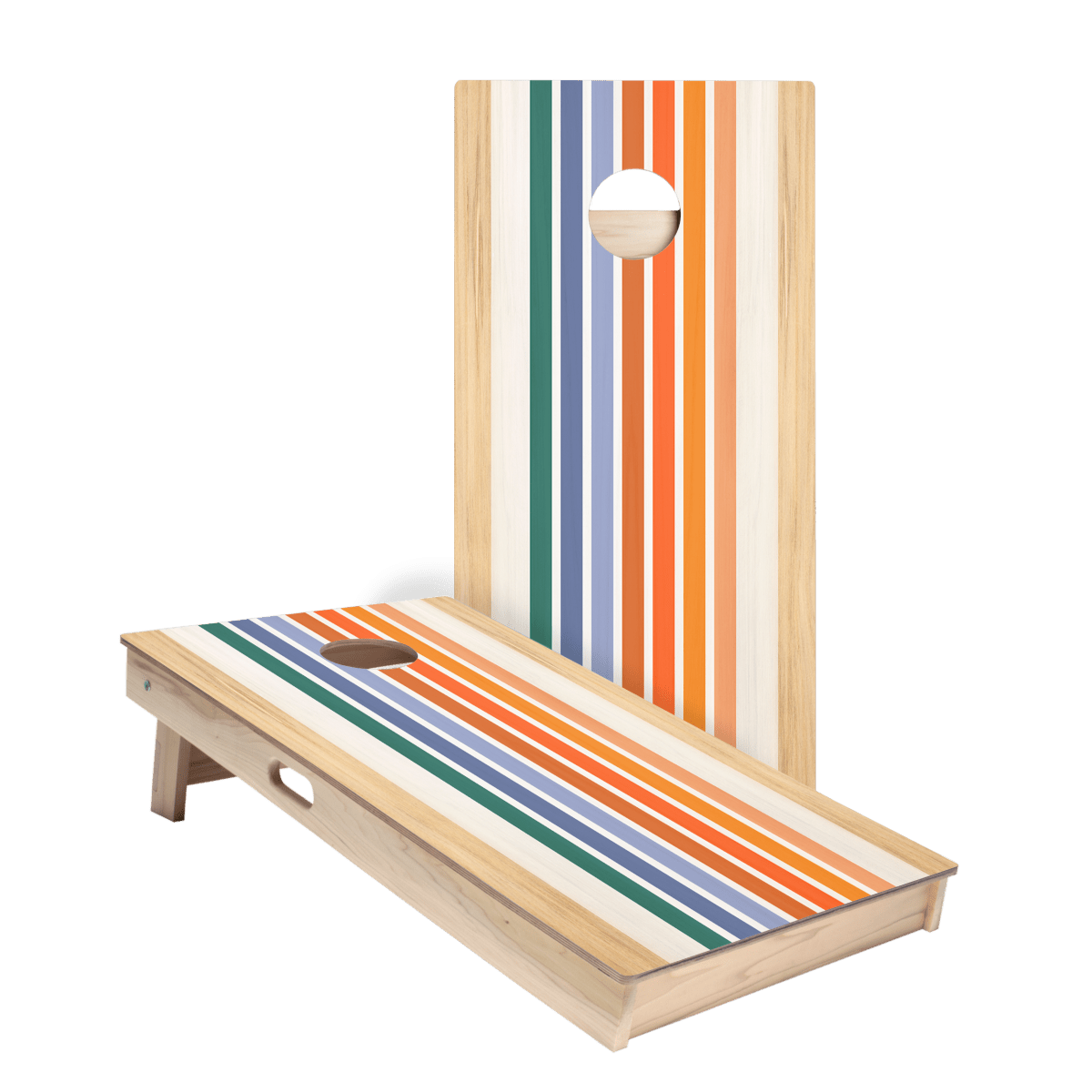 Summer Retro Stripes Star Cornhole Boards, - American Cornhole Association