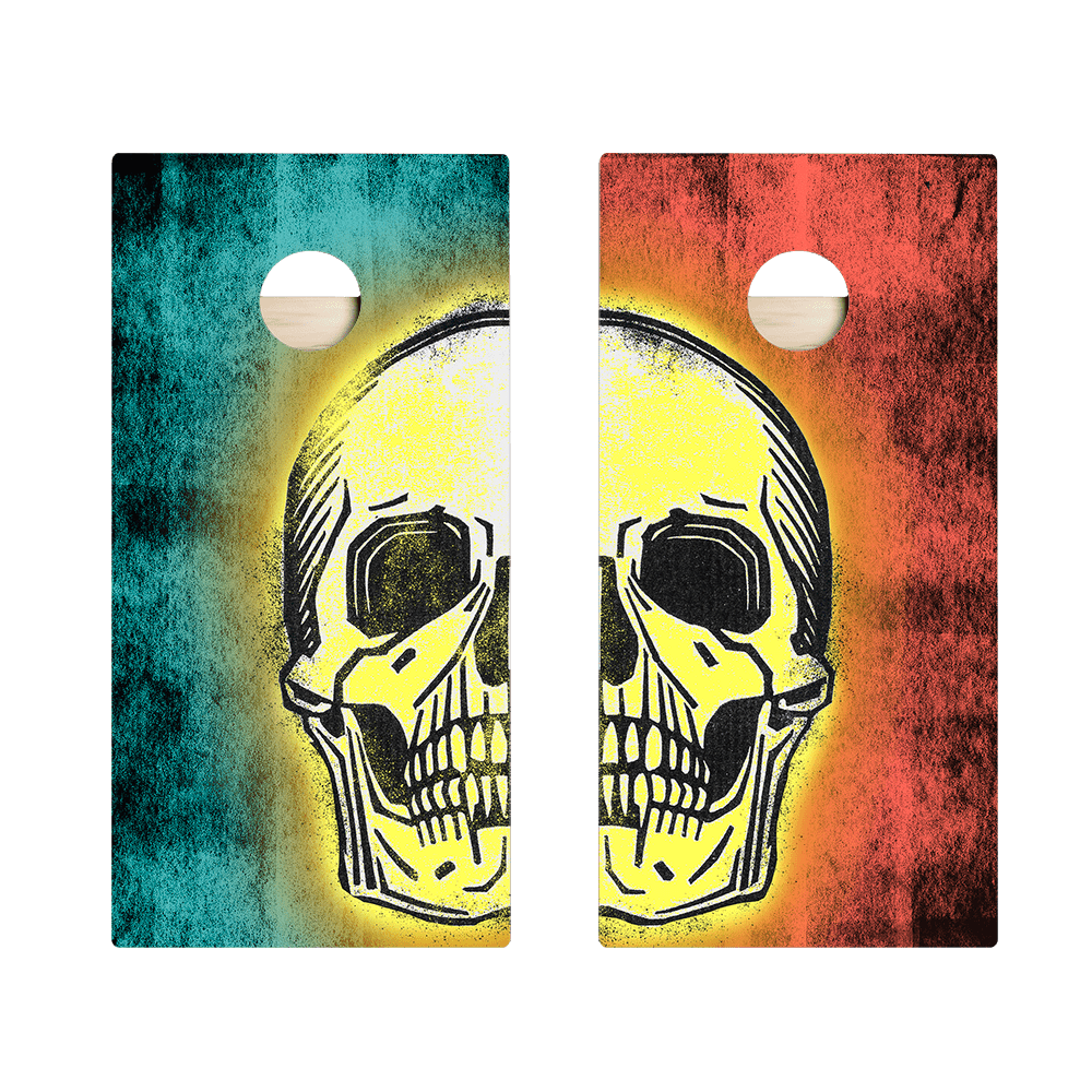 Teal And Red Skull Star Cornhole Boards, - American Cornhole Association