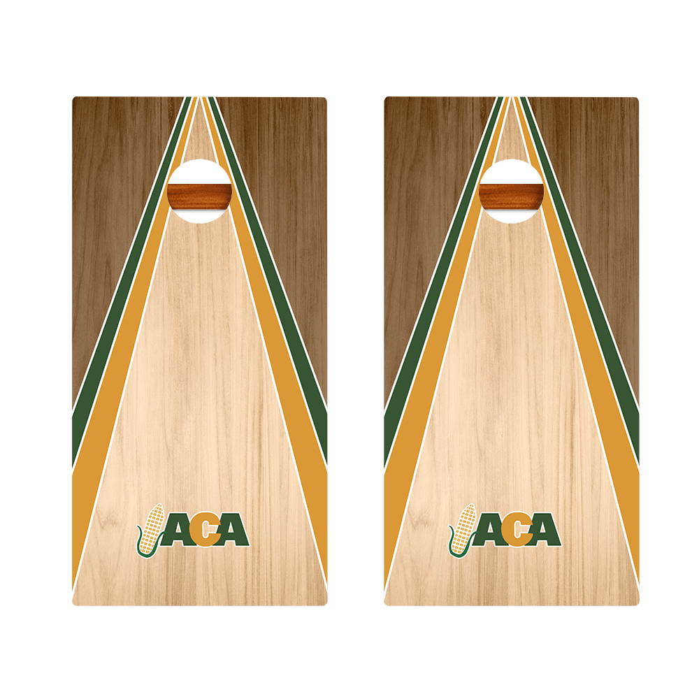 Throwback ACA Classic Wood Triangle Silver Series Cornhole Boards - American Cornhole Association