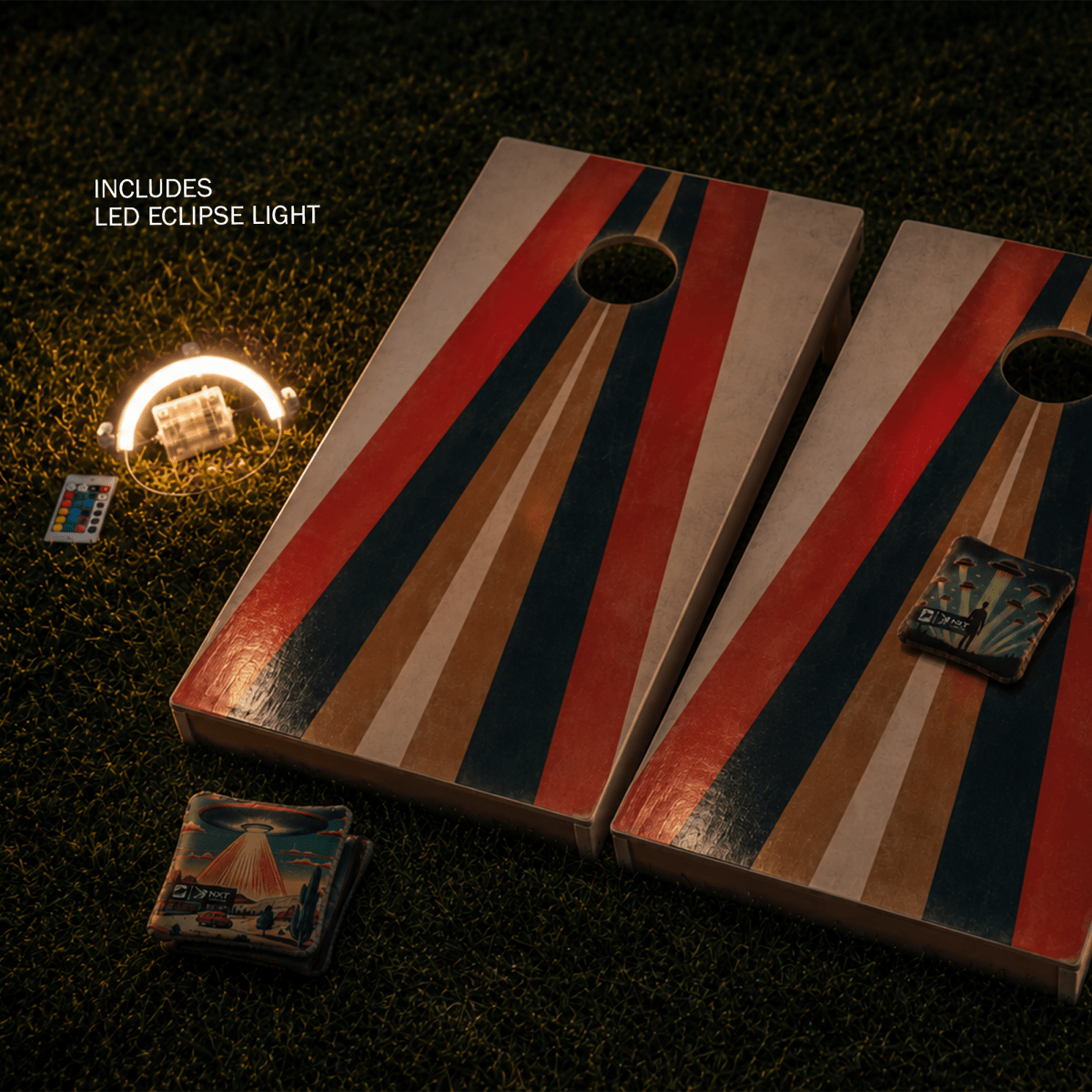 UFO After Dark 2x4 Cornhole Set with Lights & Reflective Bags - | American Cornhole Association