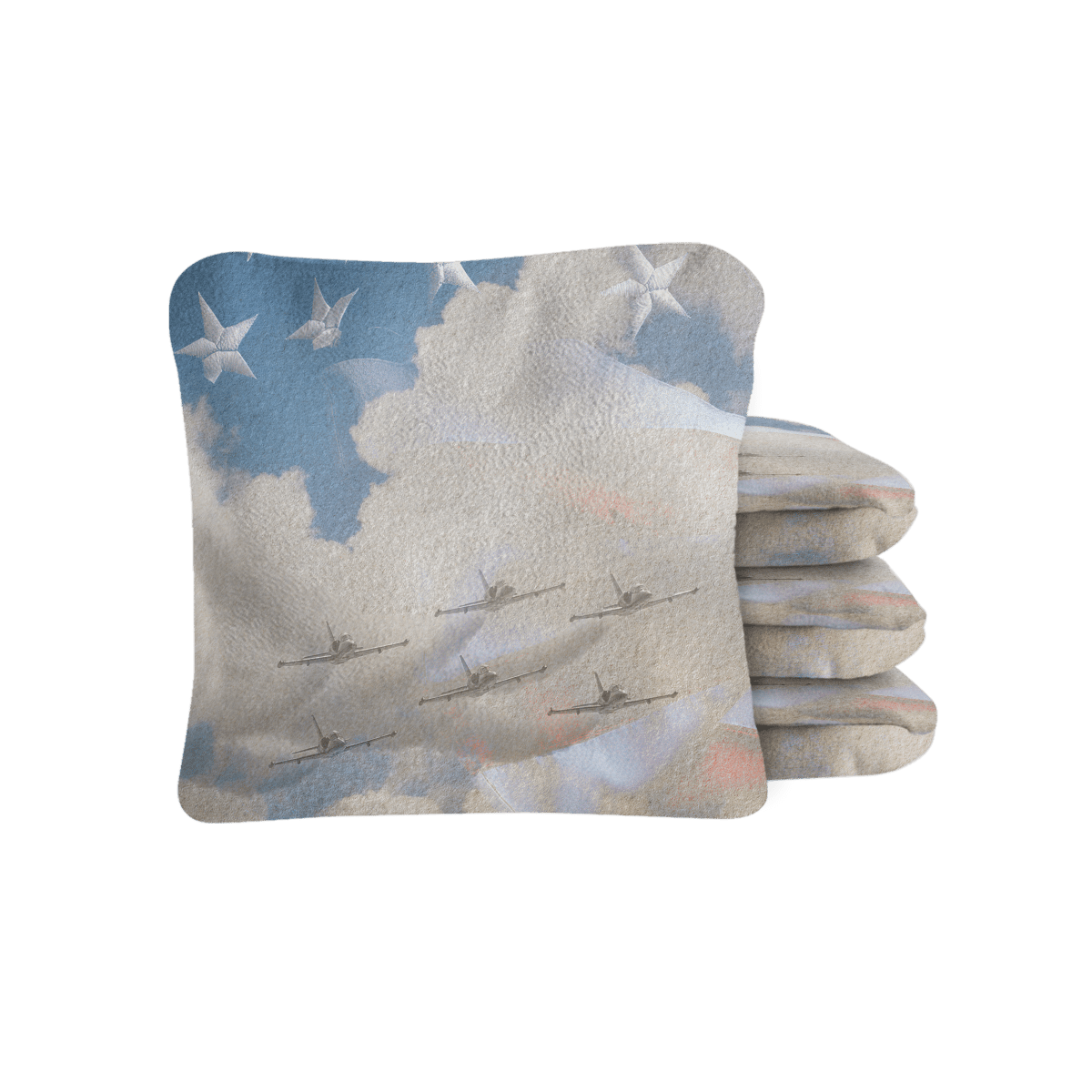 USA Jets Lock Shot Cornhole Bags with dual-sided microsuede control fabric by the American Cornhole Association.