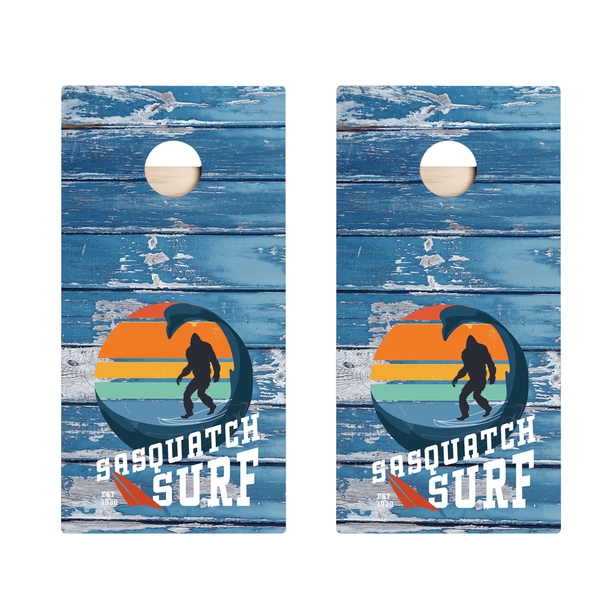 Weathered Sasquatch Surf Star Cornhole Boards, - American Cornhole Association