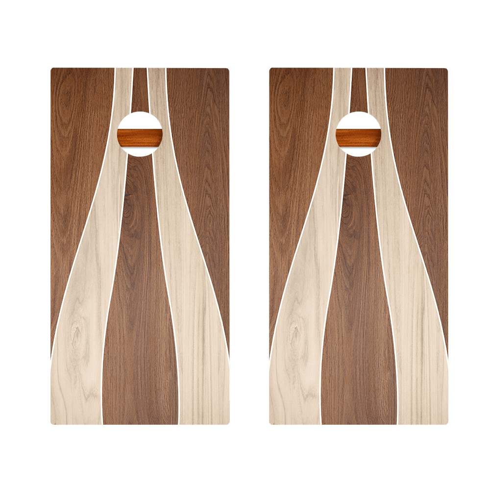 Wood Curvy Triangle Silver Series Cornhole Boards - American Cornhole Association