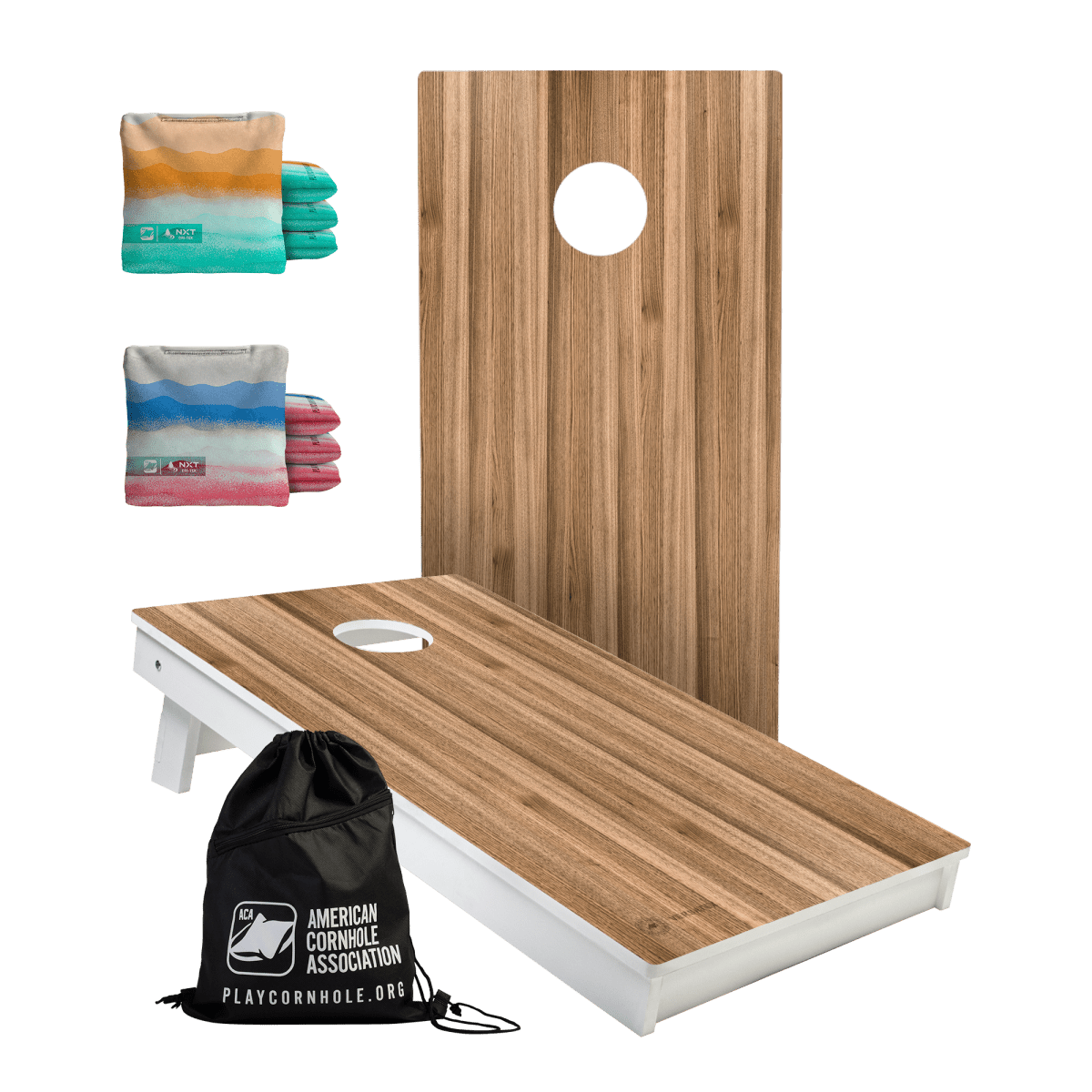 Wood Teak All - Weather 2x4 Cornhole Set with Waterproof Bags - | American Cornhole Association