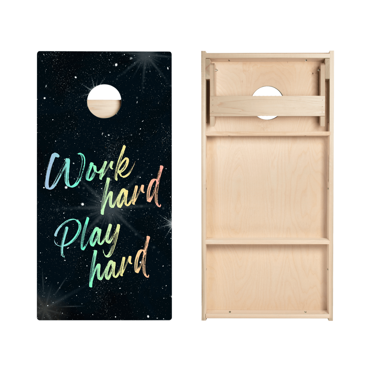 Work Hard Play Hard Star Cornhole Boards - ACA - 000280 | American Cornhole Association