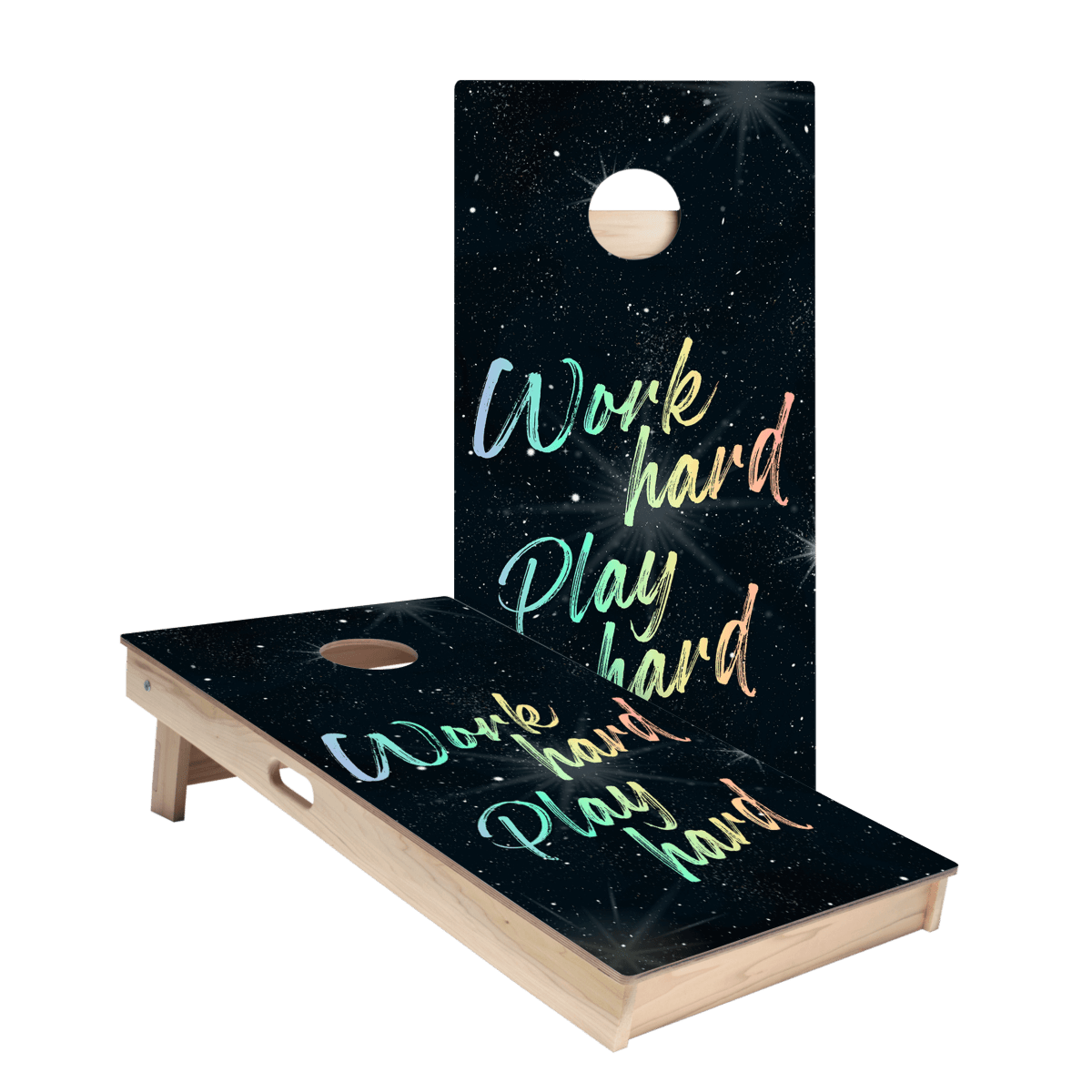 Work Hard Play Hard Star Cornhole Boards - ACA - 000280 | American Cornhole Association