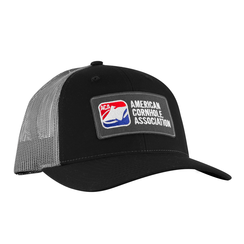 ACA Black/Gray Richardson Snapback Trucker Hat with Classic ACA Logo Patch - Black 106250 - 115 - bg | American Cornhole Association