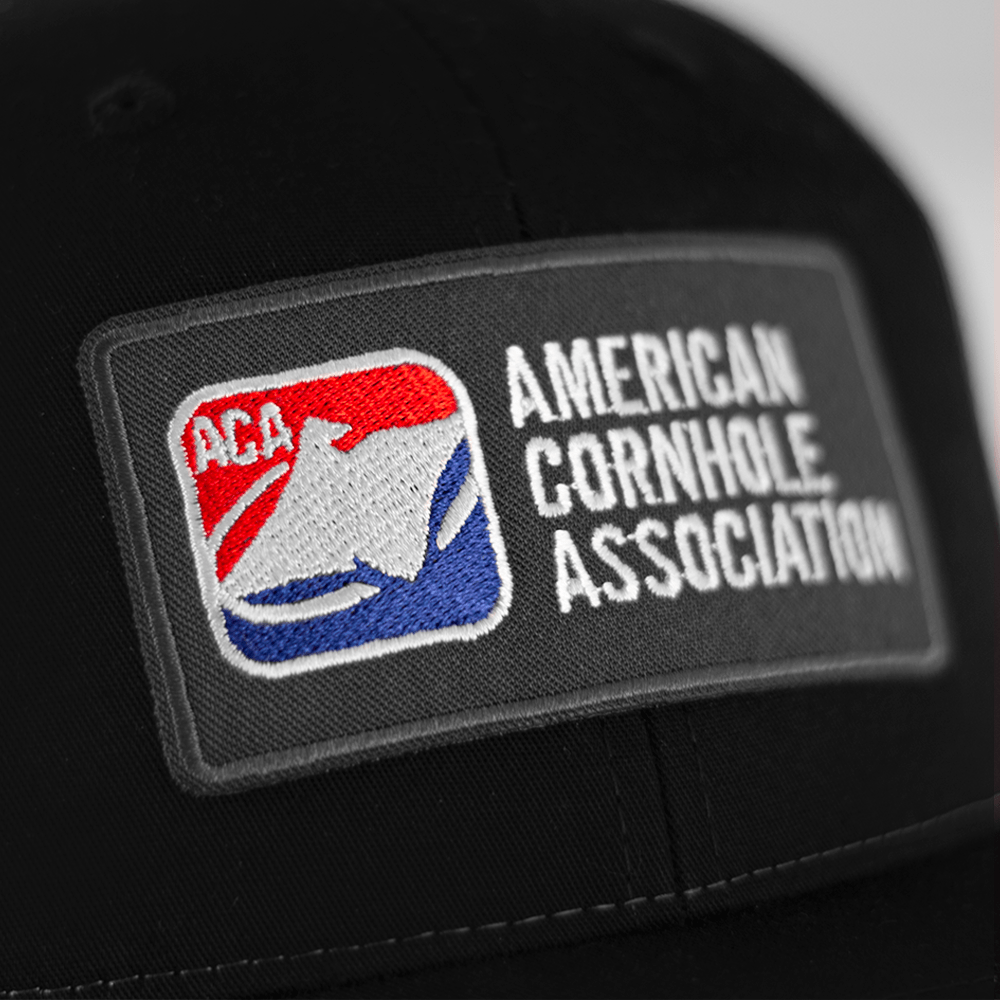 ACA Black/Gray Richardson Snapback Trucker Hat with Classic ACA Logo Patch - Black 106250 - 115 - bg | American Cornhole Association