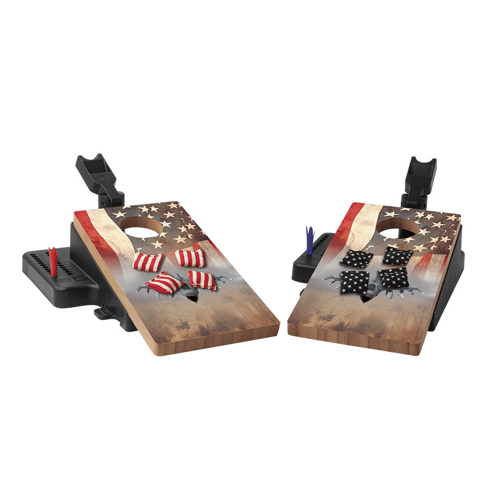 American Flag With Jet Double Chuck Mini Cornhole Tabletop Game, - American Cornhole Association