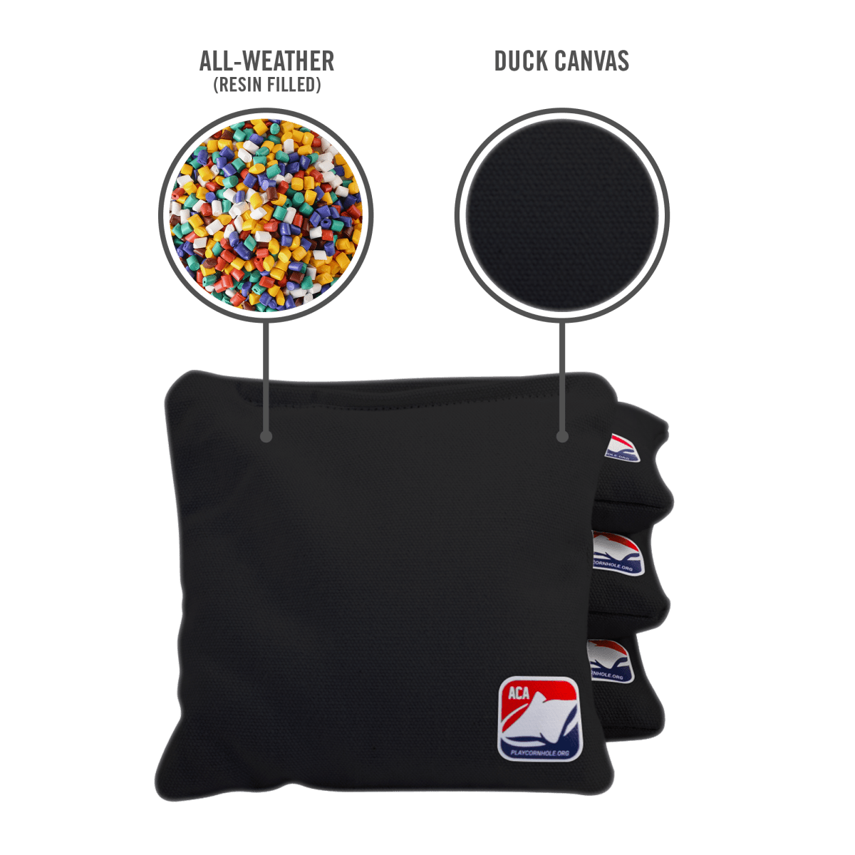 Black Daily 66x Cornhole Bags - 105655 - 3A | American Cornhole Association